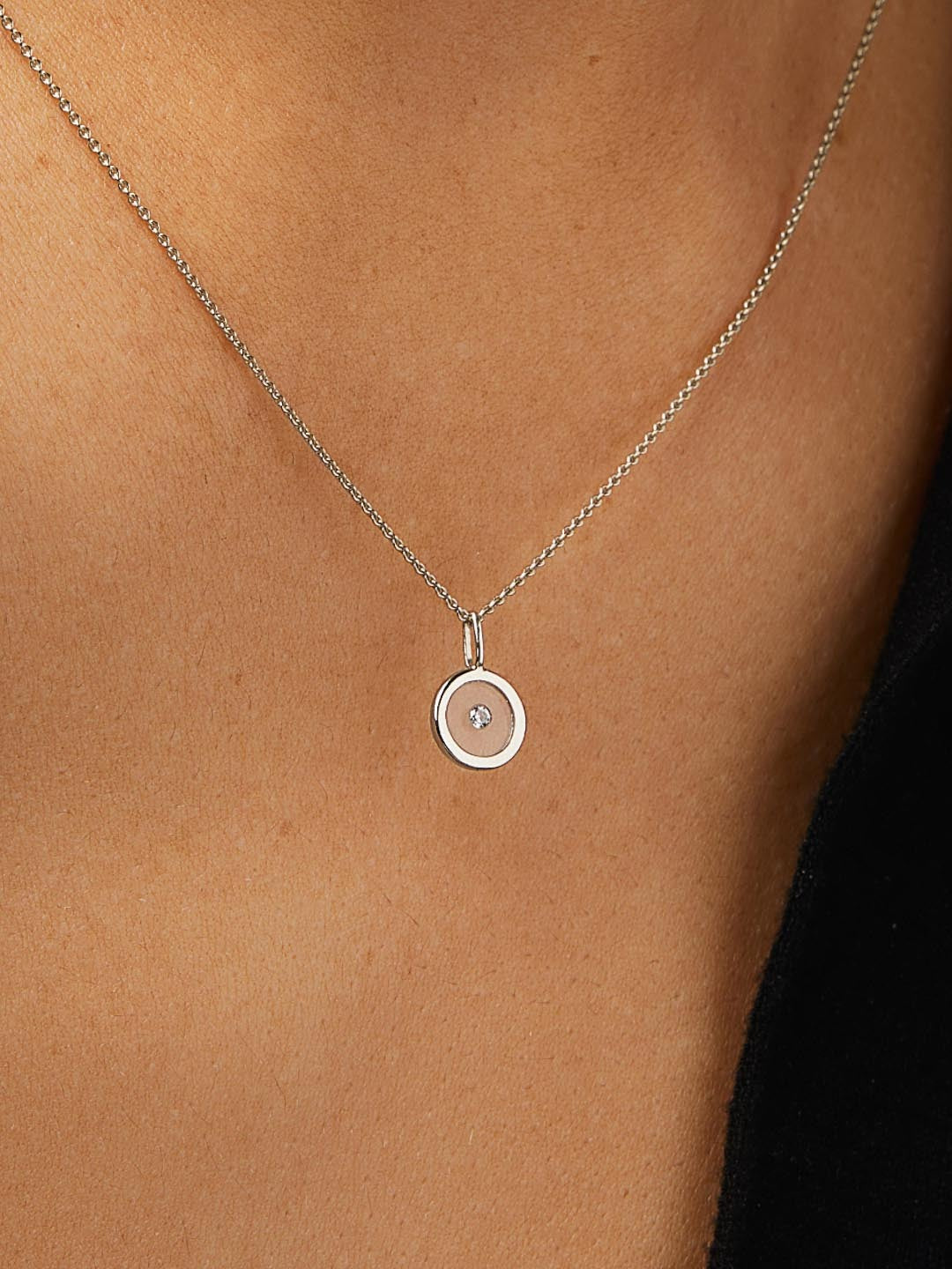 Minimalistische Witgouden Ketting met Diamant