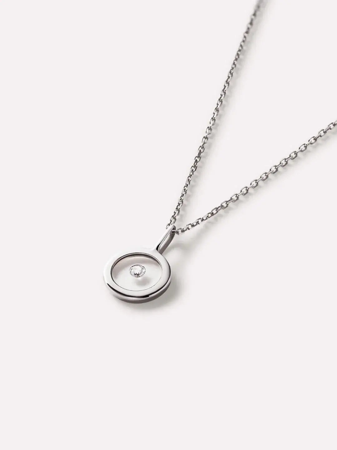 Minimalistische Witgouden Ketting met Diamant